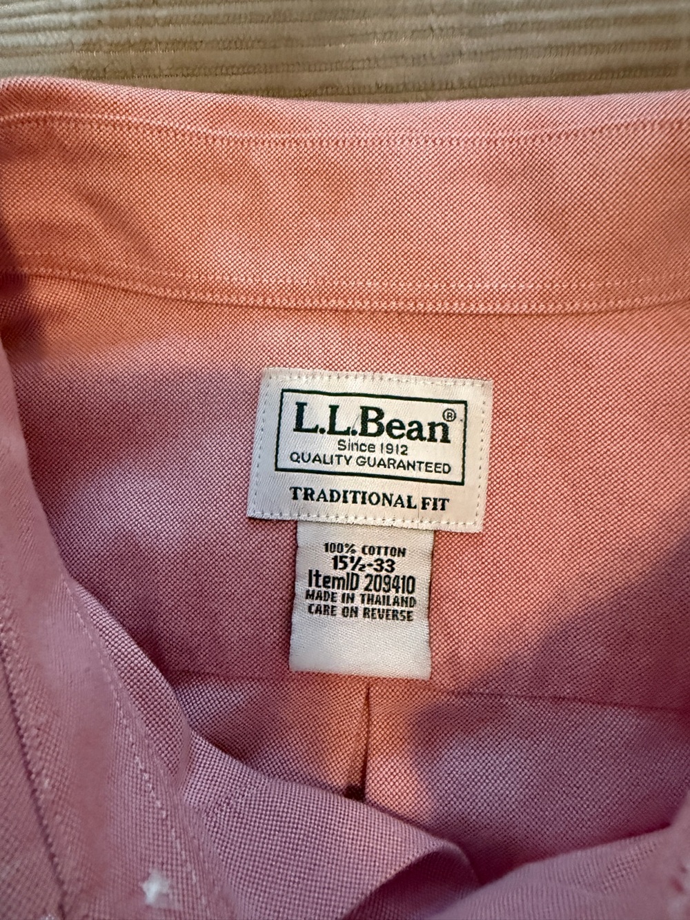 L.L.Bean Traditional Fit Oxford Button-Down Shirt | Men’s 15.5 x 33 - Picture 4 of 13